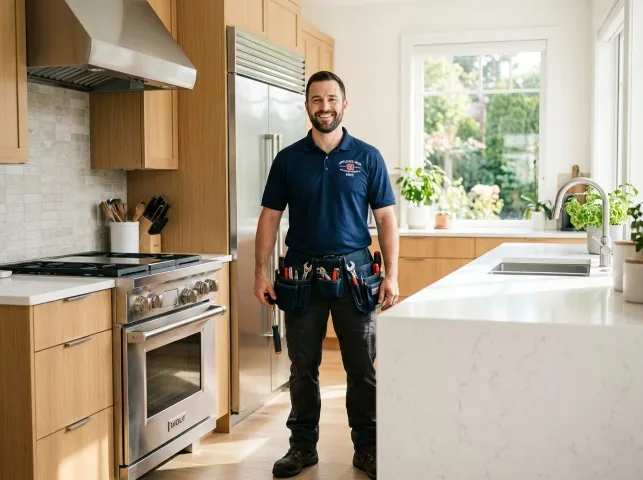Appliance Repair Hero technician in a Brooklyn, MD kitchen after an appliance repair